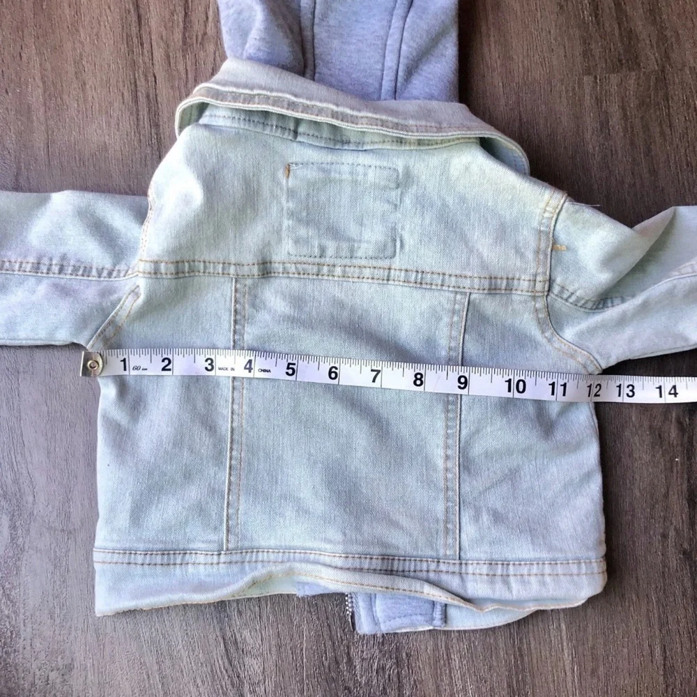 Urban Republic Denim Jacket Baby Girls 6-9 Months Hooded Zippered Blue Jean